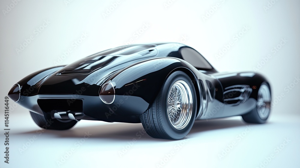 Sleek Black Classic Sports Car Rear View Sleek Black Classic Sports Car Rear View