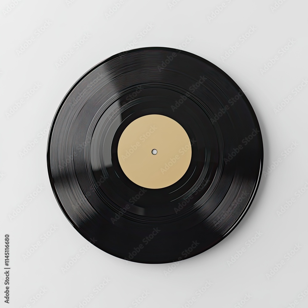 Black Vinyl Record With Beige Label Displayed Black Vinyl Record With Beige Label Displayed