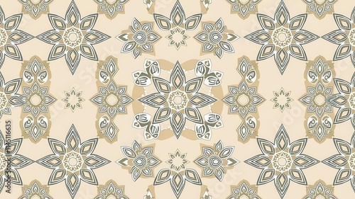 Flat outline geometric Moroccan inspired seamless pattern with intricate details and repetitive motifs, outline, seamless, motifs photo