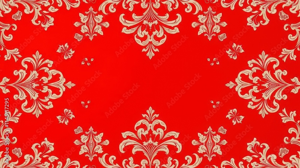 Elegant red damask pattern background with intricate floral motifs, intricate, pattern, wallpaper Elegant red damask pattern background with intricate floral motifs, intricate, pattern, wallpaper