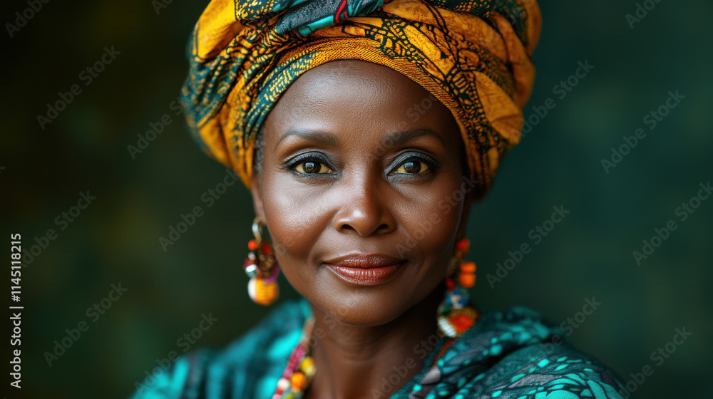 Fototapeta premium Honoring Black History Month: Portrait of a Traditional African Woman