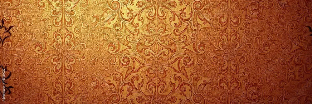 Fototapeta premium Intricate gold and blue baroque wallpaper background, opulent, antique