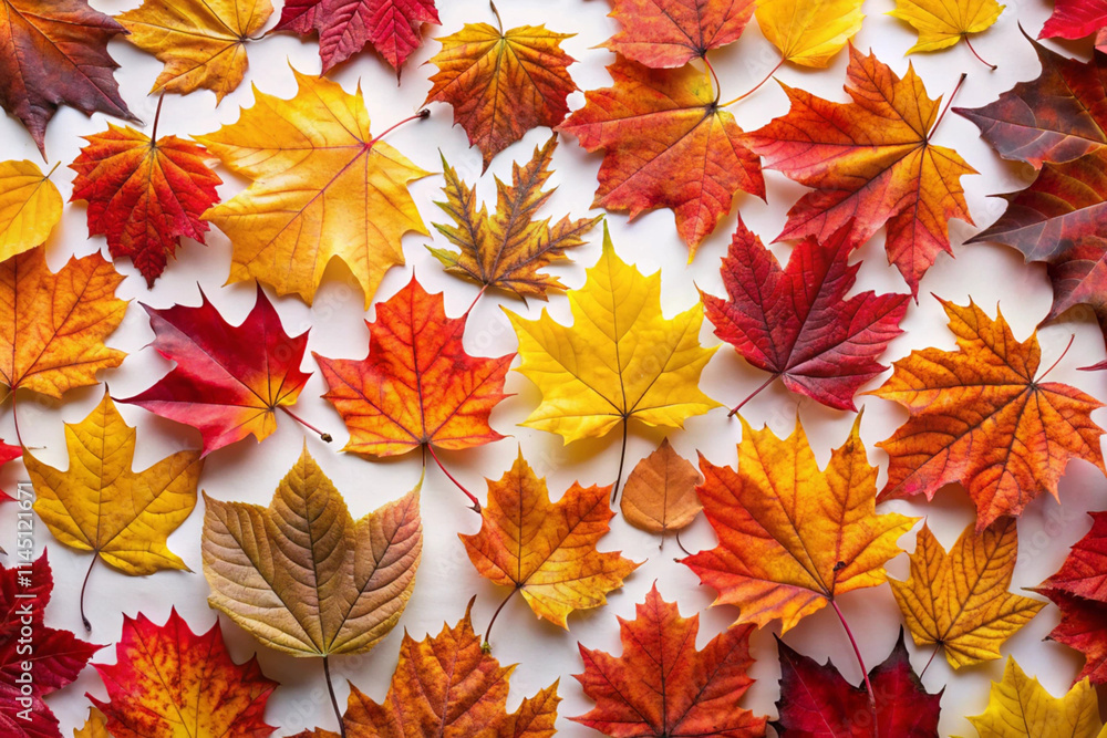 Autumn Maple Leaves Collection - Vibrant Fall Colors Background Autumn Maple Leaves Collection - Vibrant Fall Colors Background