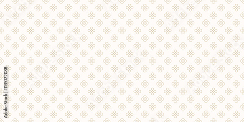 Vector golden minimal floral geometric seamless pattern. Subtle minimalist gold and white abstract background with small outline flowers. Simple modern ornament texture. Luxury repeated linear design