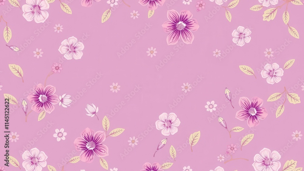 Seamless purple floral wallpaper with delicate flowers and vines, seamless, feminine, background Seamless purple floral wallpaper with delicate flowers and vines, seamless, feminine, background