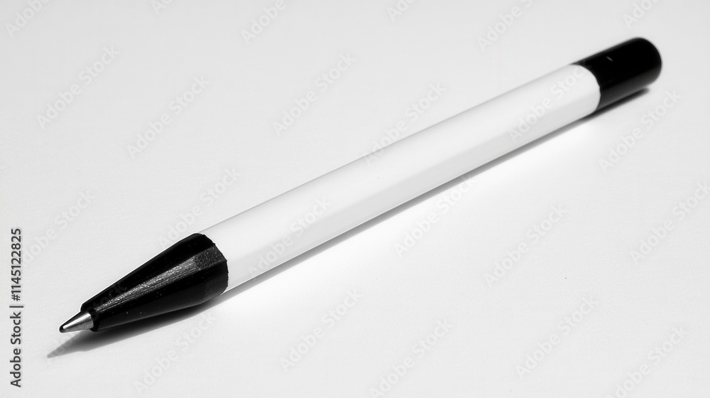 Simple and Elegant White and Black Pen on a Clean Background Ideal for Office and School Supplies, Writing Tools, Creativity, and Minimalist Designs Simple and Elegant White and Black Pen on a Clean Background Ideal for Office and School Supplies, Writing Tools, Creativity, and Minimalist Designs