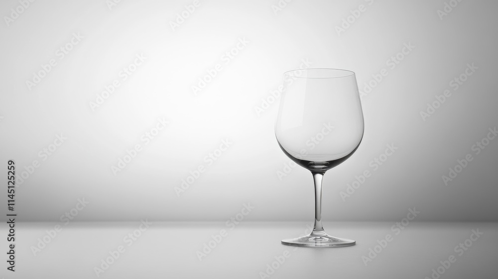 Elegant and Simple Clear Glass Wine Glass on a Clean White Surface Against a Soft Gradient Background for Minimalist Designs and Promotions Elegant and Simple Clear Glass Wine Glass on a Clean White Surface Against a Soft Gradient Background for Minimalist Designs and Promotions