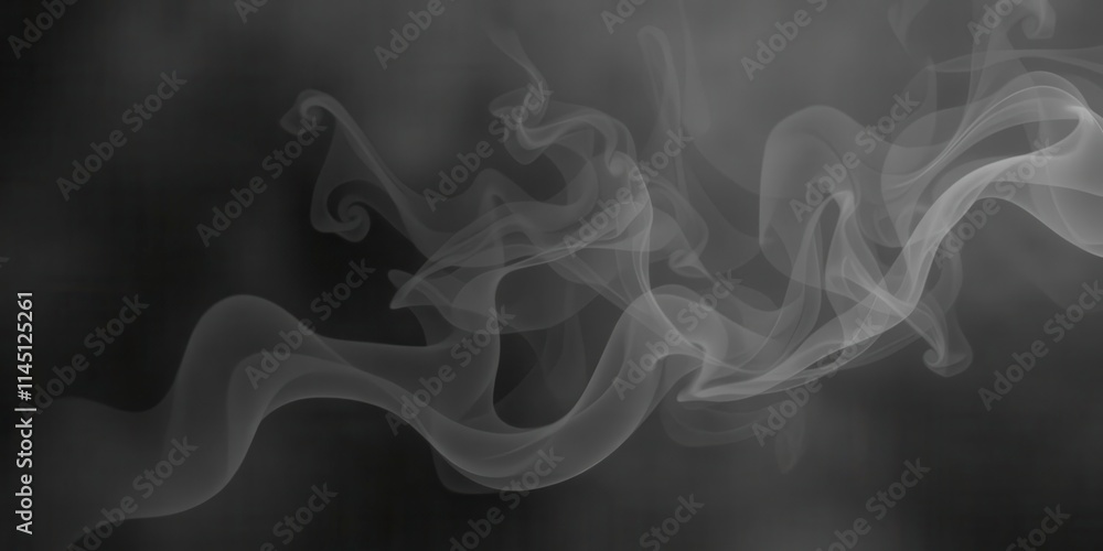 Obraz premium Abstract smoke swirling against dark black background, creating a mysterious and dynamic atmosphere, background, abstract, texture