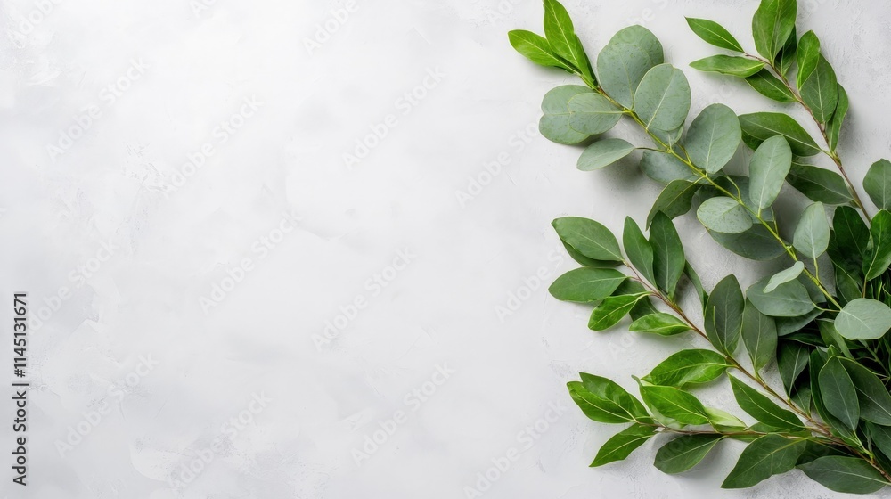 Green eucalyptus branches on gray background. Green eucalyptus branches on gray background.