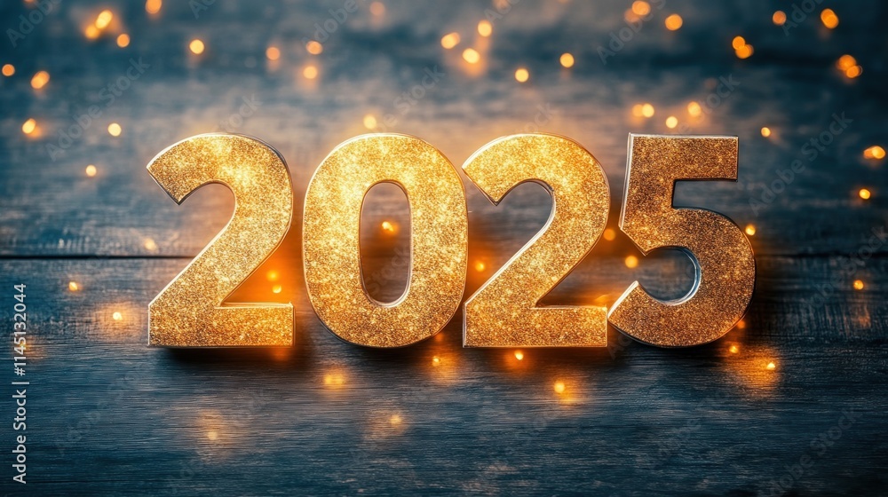 Bright and festive design for celebrating the arrival of the year 2025 with sparkling lights Bright and festive design for celebrating the arrival of the year 2025 with sparkling lights