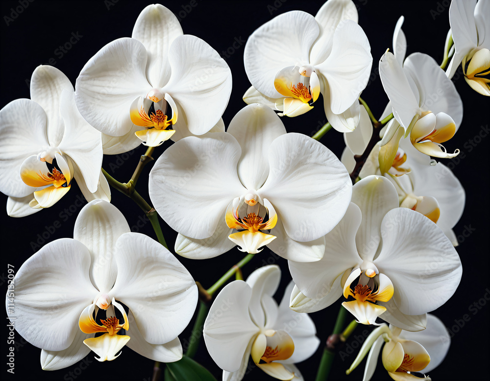 Branch of a beautiful white orchid. Branch of a beautiful white orchid.
