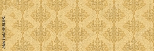 Intricate vintage damask wallpaper design with floral and geometric motifs, textured, luxury photo