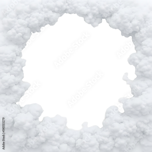 White cloud border frame photo with a transparent background.