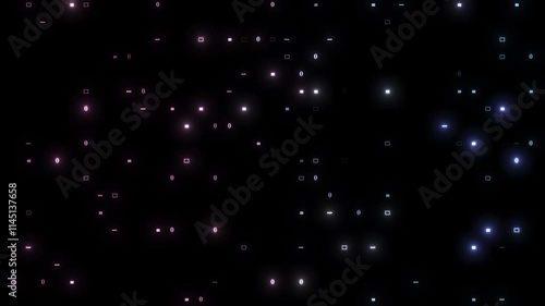 Wallpaper Mural Digital Animation High Dot And Number Motion Background, Futuristic High Tech Animation Dot Moving Background. Square Shape And Random Shape Moving On Black Background.  Torontodigital.ca