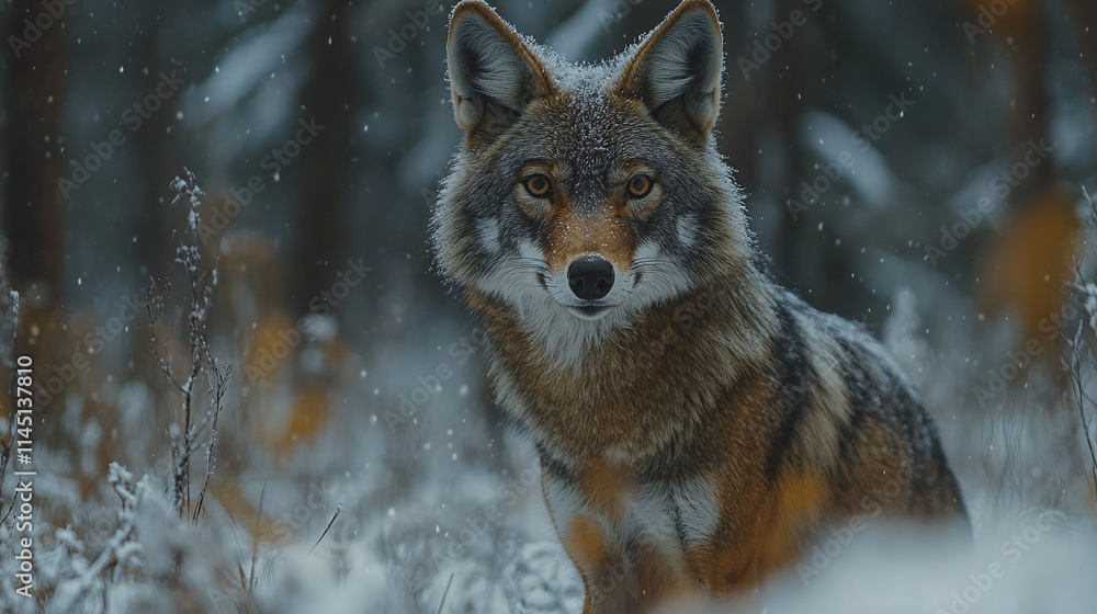 Coyote wildlife portrait in forest setting, beautiful grey predator face closeup, wild canine mammal with orange fur, carnivore animal in nature habitat, adorable canis latrans profile in wilderness. Coyote wildlife portrait in forest setting, beautiful grey predator face closeup, wild canine mammal with orange fur, carnivore animal in nature habitat, adorable canis latrans profile in wilderness.