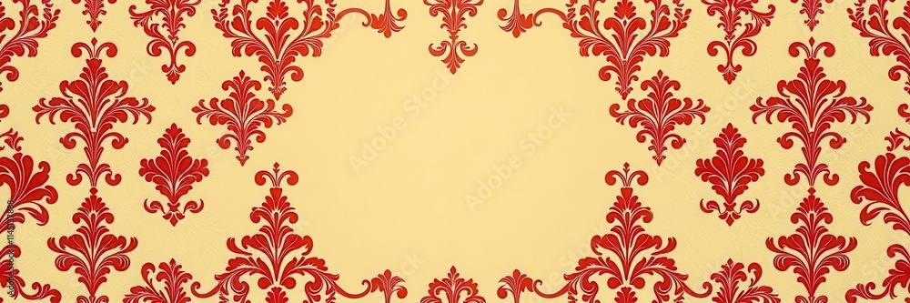 Red wallpaper featuring an intricate damask pattern in a classic and elegant design, interior design, vintage, elegant Red wallpaper featuring an intricate damask pattern in a classic and elegant design, interior design, vintage, elegant
