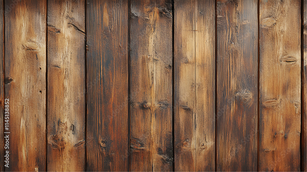 Naklejka premium Rustic Brown Wooden Planks, Weathered Texture, Natural Grain