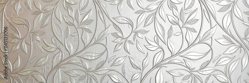 Wallpaper Mural Seamless silver leaves wallpaper in elegant and modern design, metallic, wallpaper, silver Torontodigital.ca