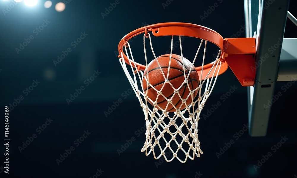 Basketball hoop with white net orange basketball Basketball hoop with white net orange basketball
