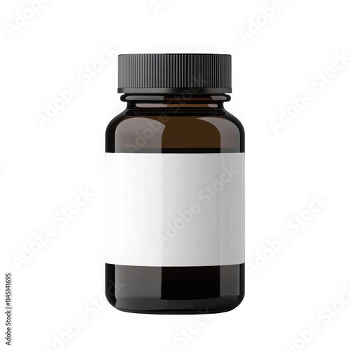 Blank vitamin or supplement bottle mockup with an editable label, mockup, png, transparent background. 