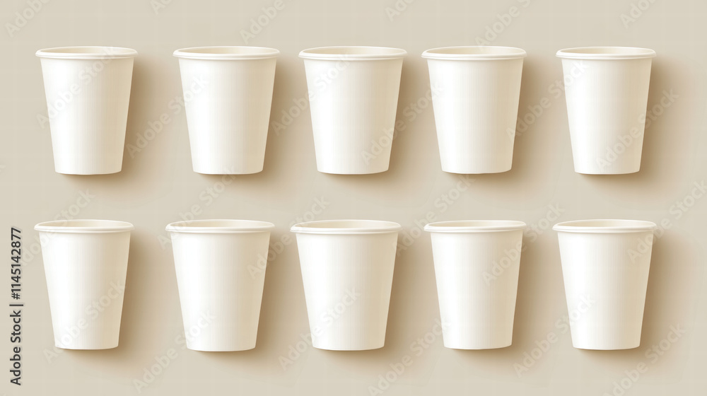 Minimalist Coffee Cups Pattern with Disposable Paper Cups. Minimalist Coffee Cups Pattern with Disposable Paper Cups.