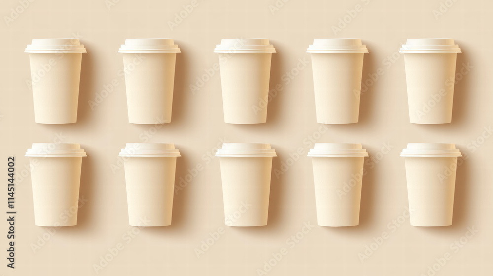 Minimalist Coffee Cups Pattern with Disposable Paper Cups. Minimalist Coffee Cups Pattern with Disposable Paper Cups.