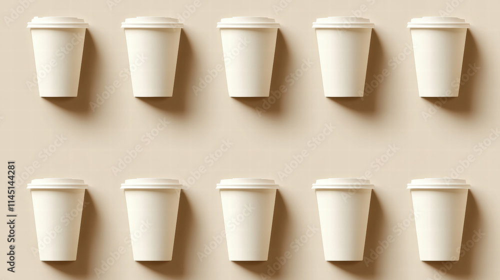 Minimalist Coffee Cups Pattern with Disposable Paper Cups. Minimalist Coffee Cups Pattern with Disposable Paper Cups.