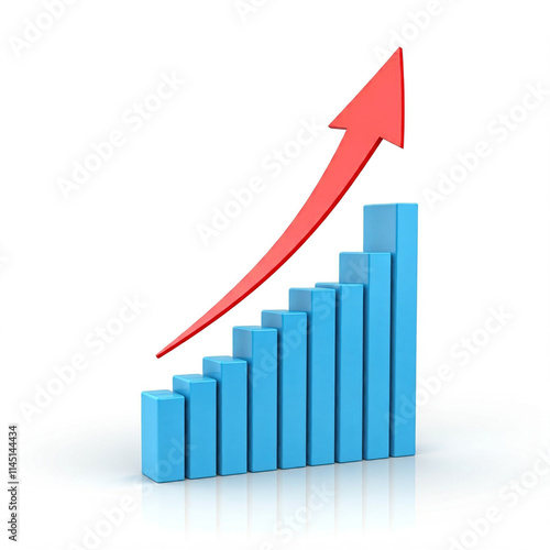 Bar Graph with Arrow Going Up 3D