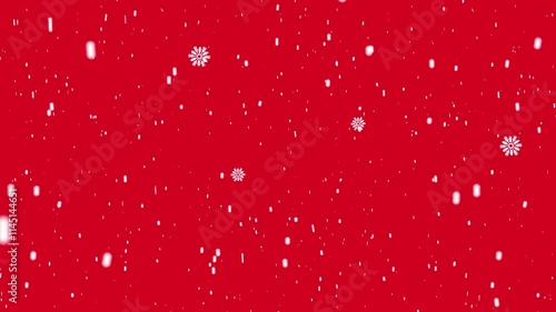 Snowfall on Red Background Vector Illustration