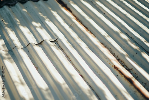 white corrugated metal roof detail showing texture photo