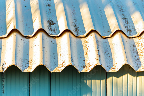 white corrugated metal roof detail showing texture photo