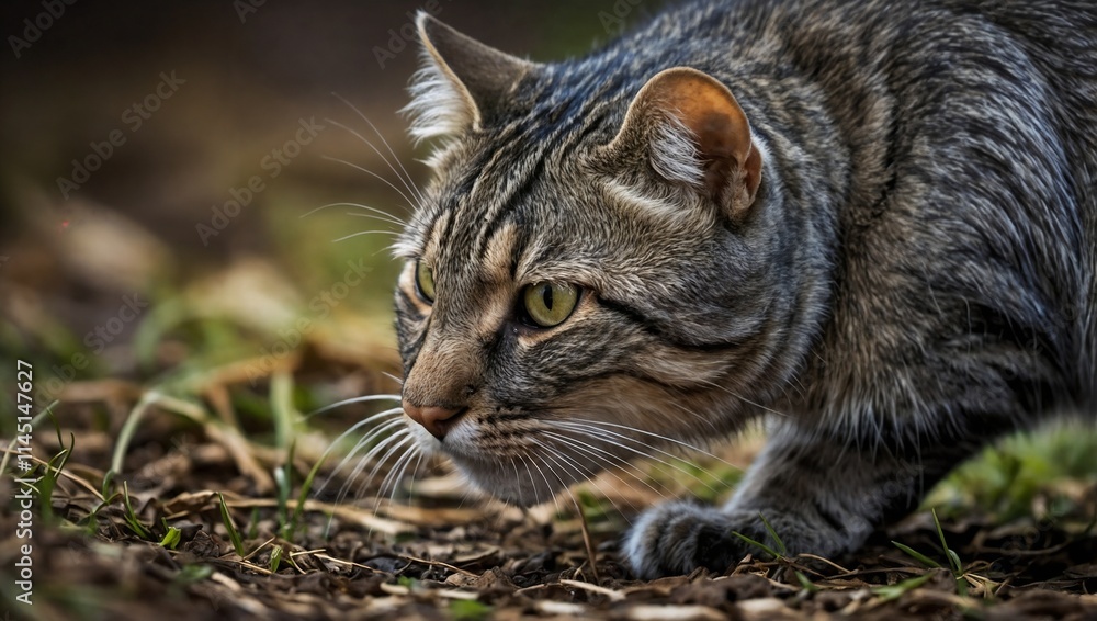 The forest cat is lurking on the hunt The forest cat is lurking on the hunt