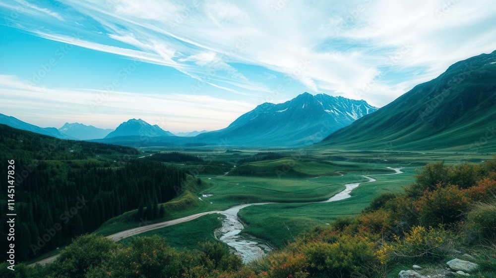 Fototapeta premium A unique and artistic double exposure photo effect combining two images of nature, creating a mesmerizing and surreal landscape, overlay, art, surreal