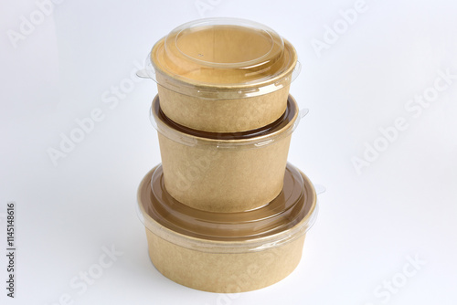 Obraz na płótnie Stacked Compostable Food Containers with Lids w salonie
