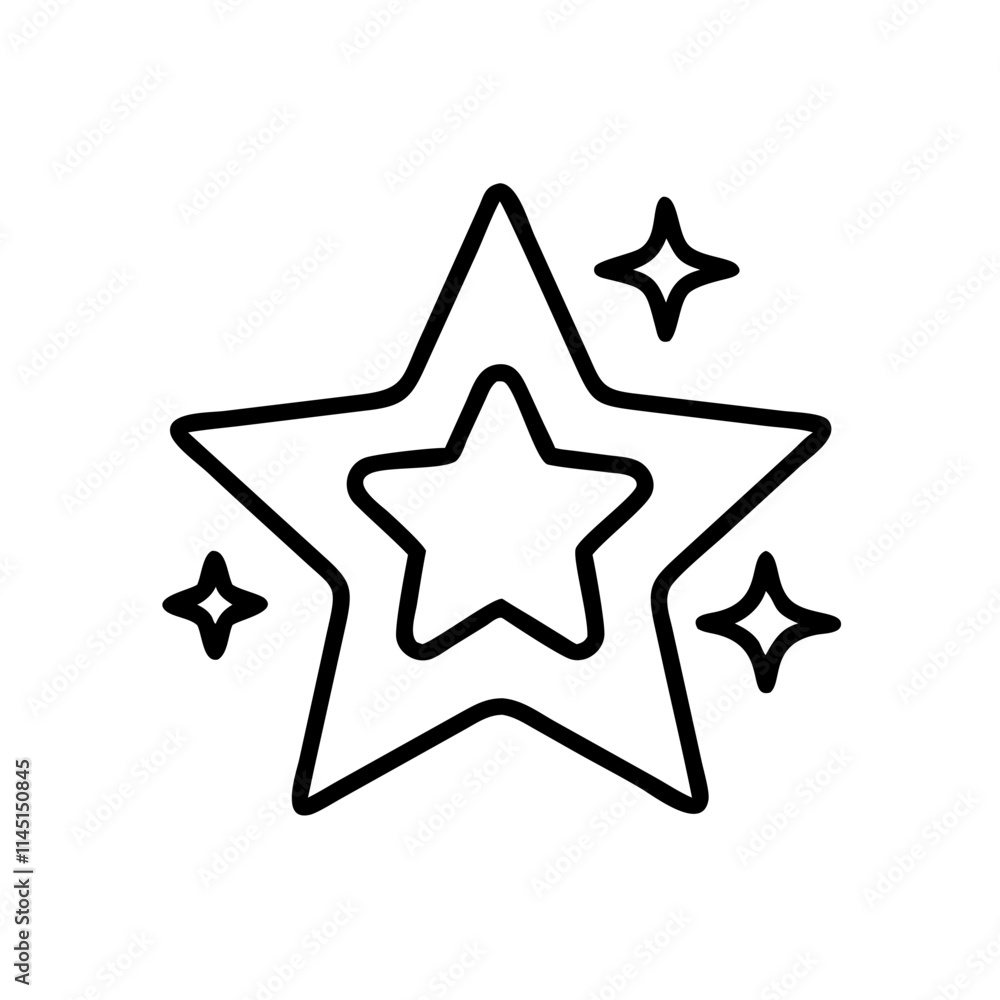 Minimalist star with sparkles icon symbolizing achievement, creativity, and excellence Minimalist star with sparkles icon symbolizing achievement, creativity, and excellence