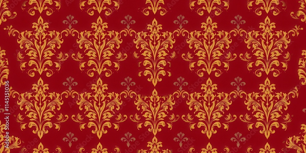 Elegant seamless damask wallpaper design in rich gold and burgundy tones, seamless, textile, burgundy Elegant seamless damask wallpaper design in rich gold and burgundy tones, seamless, textile, burgundy