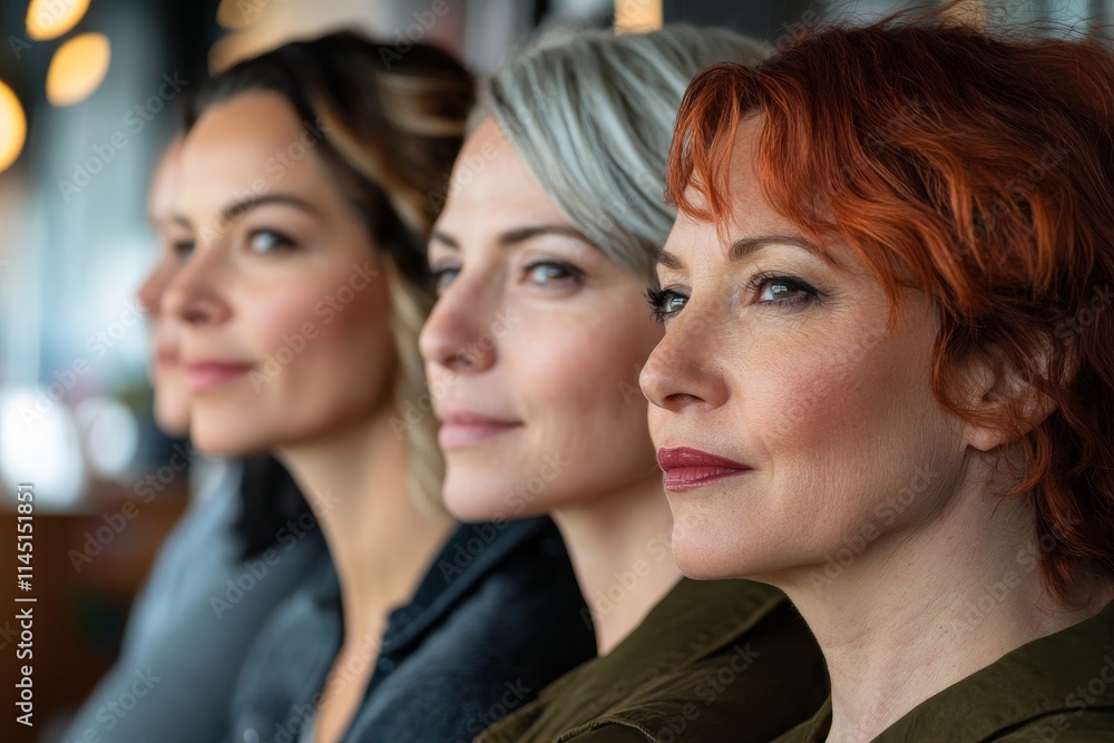 A group of women with a different shade of hair and skin. A group of women with a different shade of hair and skin.