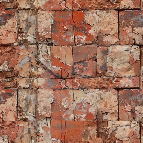 Rustic red clay brick texture for raw natural style photo