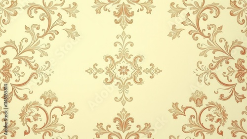 Luxurious cream background adorned with intricate floral pattern design, cream, intricate, romance