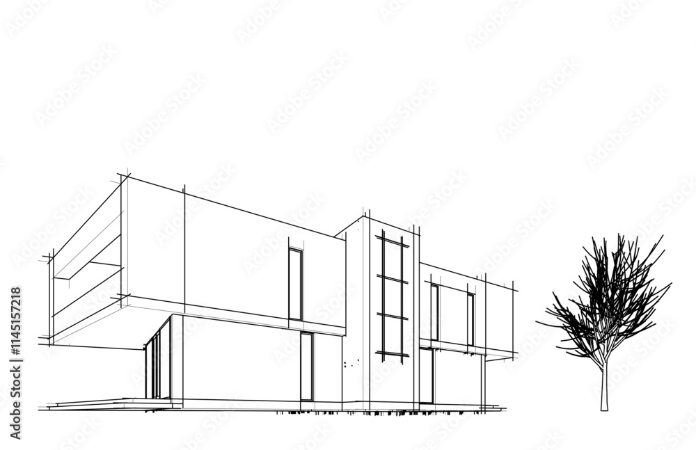 architectural drawing 3d illustration architectural drawing 3d illustration