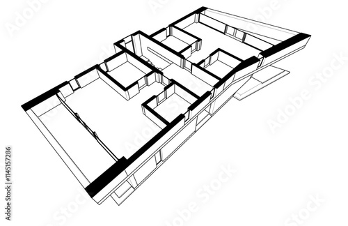  architectural drawing 3d illustration