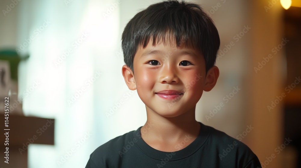 Smiling young boy in a formal outfit indoors natural light illuminating his cheerful expression in a minimalist and sophisticated environment Smiling young boy in a formal outfit indoors natural light illuminating his cheerful expression in a minimalist and sophisticated environment