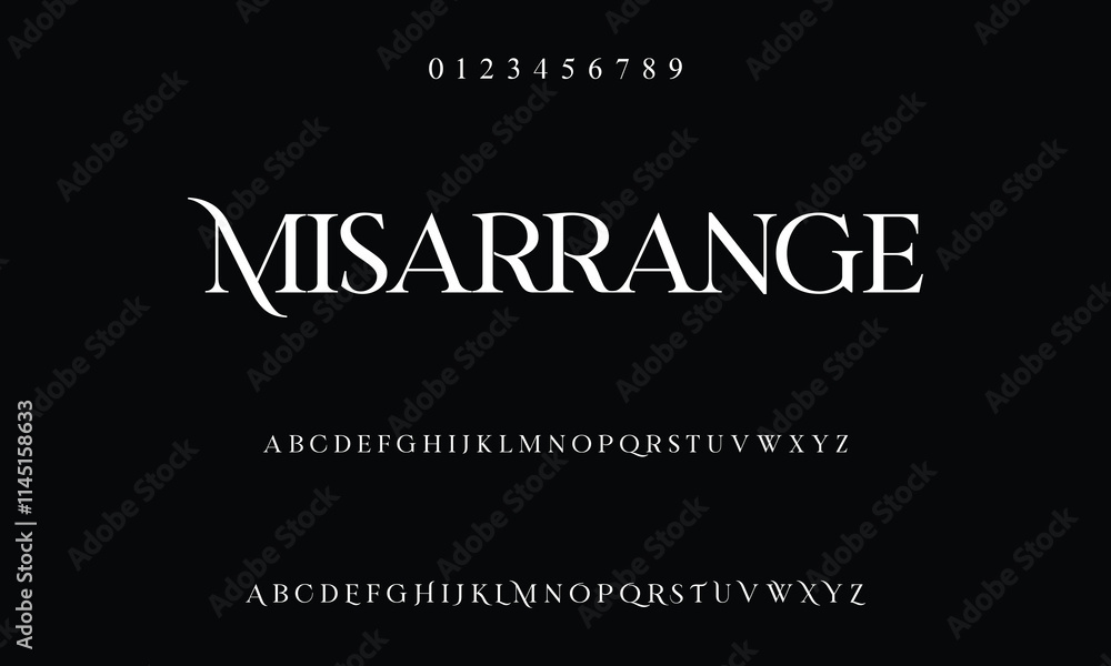 Elegant and modern serif alphabet font uppercase and numberfonts victorian typeface