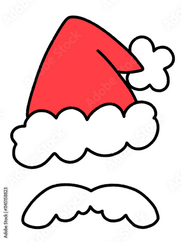 シンプルタッチのサンタ帽とひげ（Affinity Designer版）