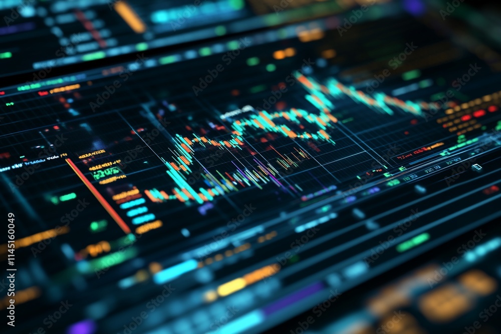 A digital financial chart displaying market trends and data analysis. A digital financial chart displaying market trends and data analysis.