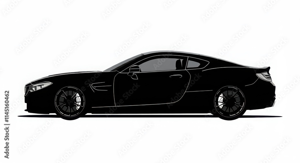 Naklejka premium Car Silhouette white background, Sports car silhouette vector artwork on white background