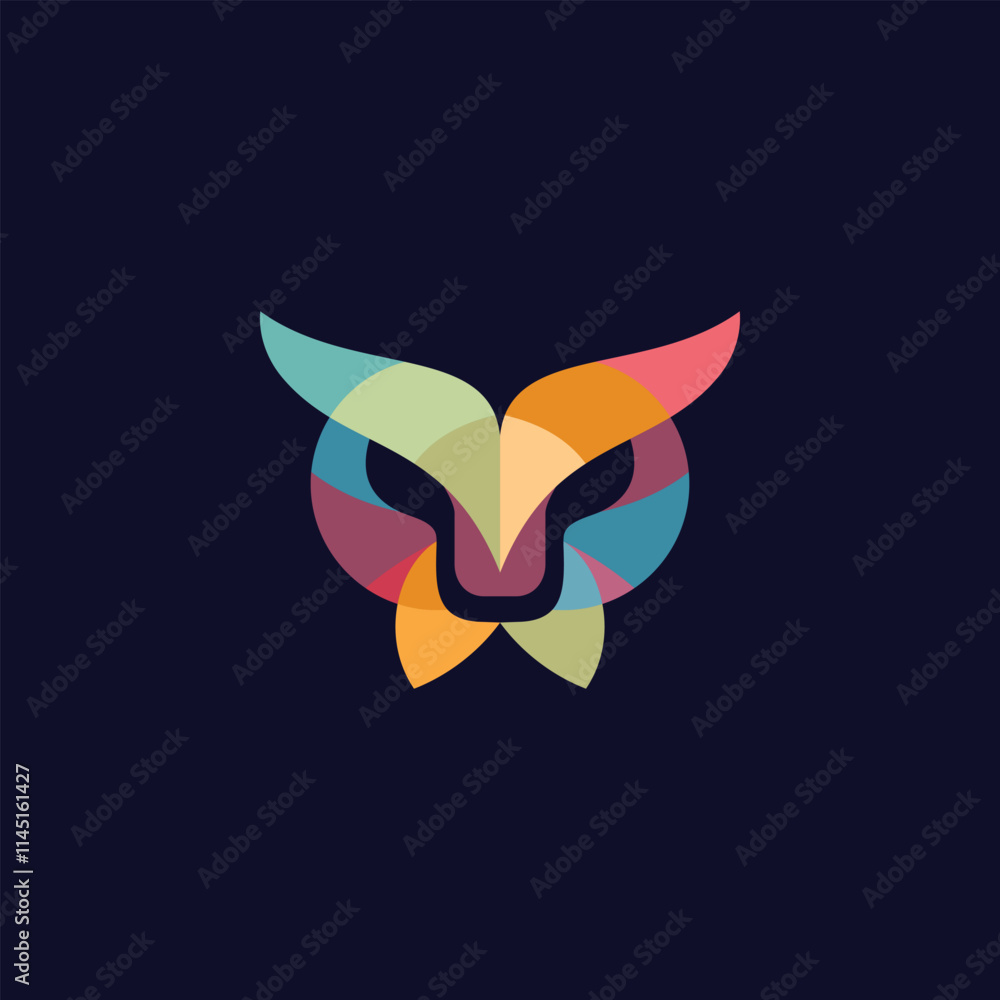 Fototapeta premium Tiger owl head overlapping color, logo design vector