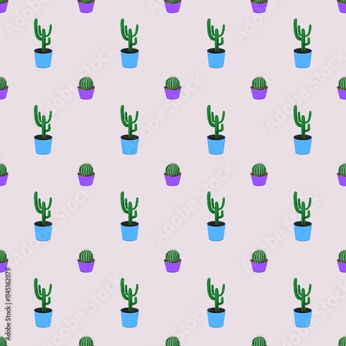 seamless pattern with colorful cactuses. Texture, background, wrapping 