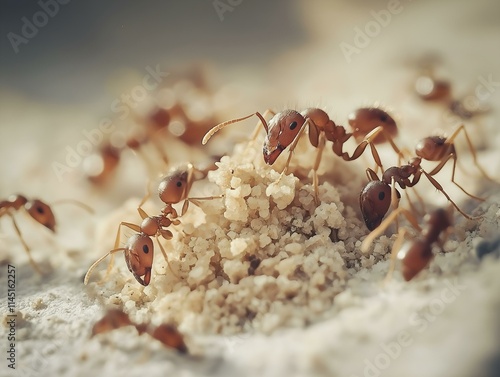 a detailed image of ants on a sandy surface photo