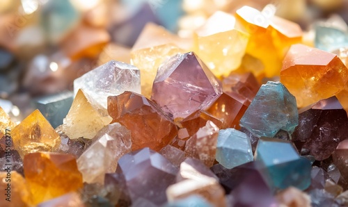 A colorful array of various crystals and gemstones showcasing their beauty. photo